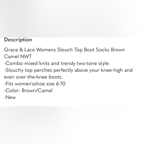 NWOT Grace & Lace Brown boot socks w Boot Cuffs - Picture 3 of 3